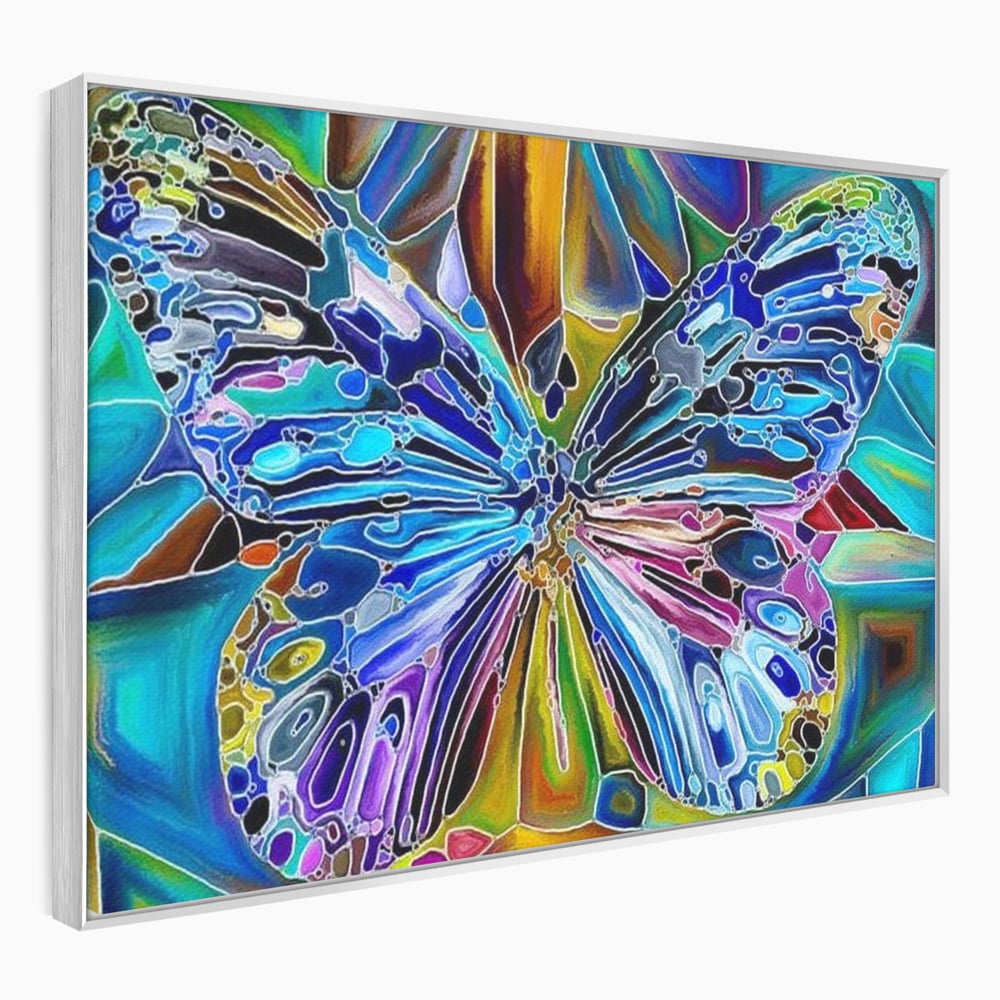 Tablou Canvas Premium, LuxCanva® M1144, Fluture Caleidoscopic, Mozaic, Vitraliu, Abstract, Fluture, Aripi, Caleidoscop, Arta Moderna, Multicolor, Iridescent, Birou, Living, Camera Copil