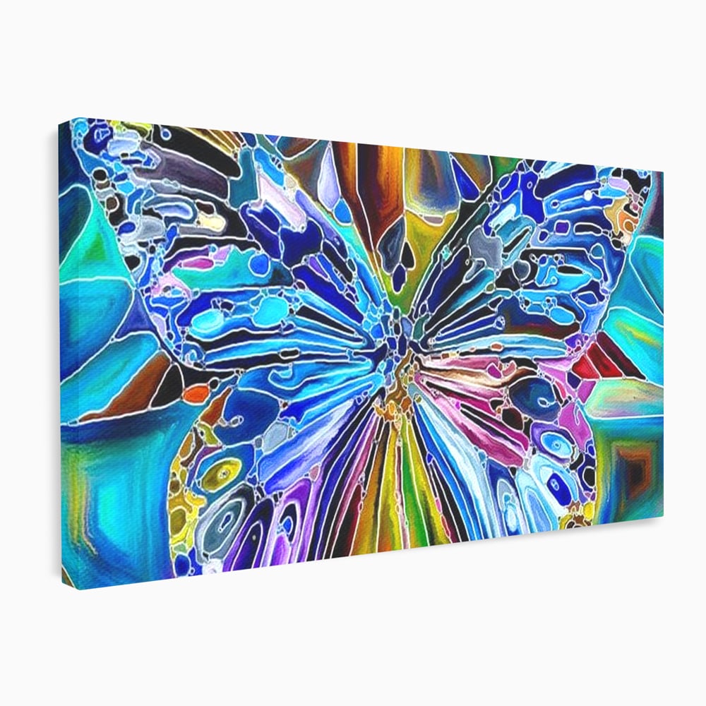 Tablou Canvas Premium, LuxCanva® M1144, Fluture Caleidoscopic, Mozaic, Vitraliu, Abstract, Fluture, Aripi, Caleidoscop, Arta Moderna, Multicolor, Iridescent, Birou, Living, Camera Copil
