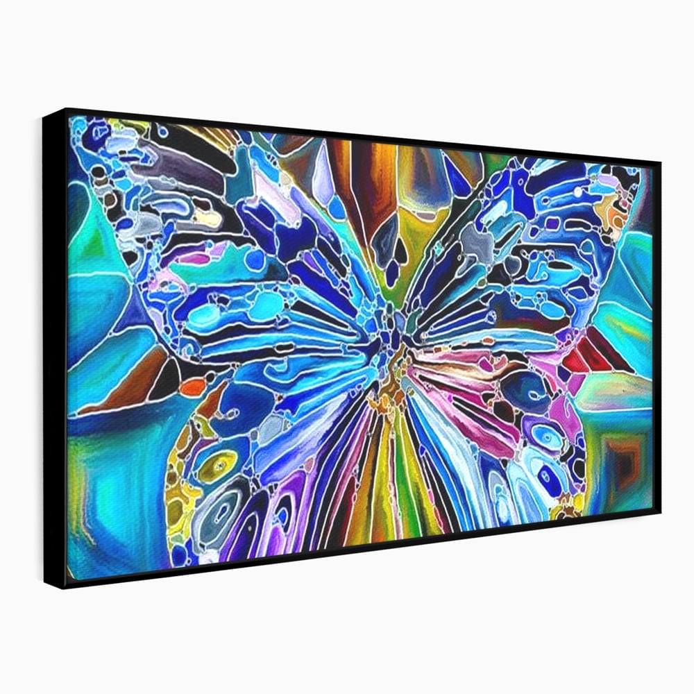 Tablou Canvas Premium, LuxCanva® M1144, Fluture Caleidoscopic, Mozaic, Vitraliu, Abstract, Fluture, Aripi, Caleidoscop, Arta Moderna, Multicolor, Iridescent, Birou, Living, Camera Copil