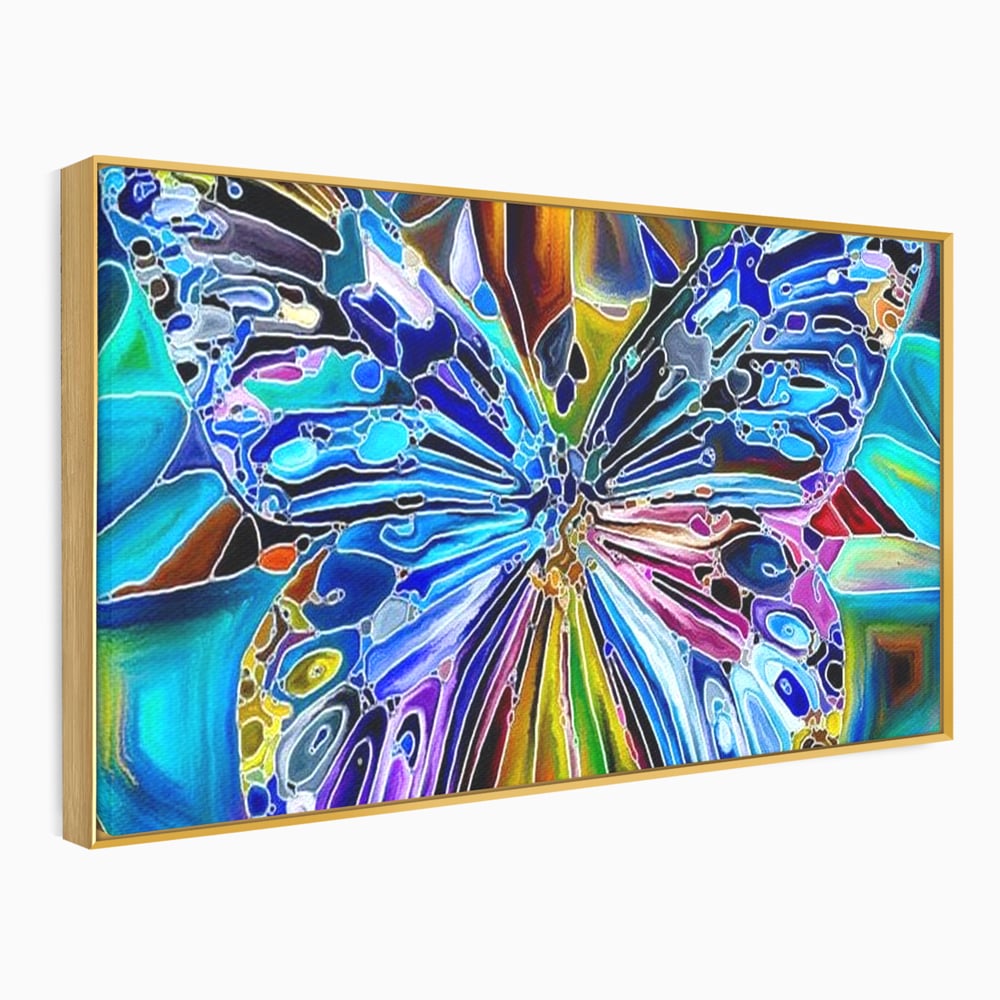 Tablou Canvas Premium, LuxCanva® M1144, Fluture Caleidoscopic, Mozaic, Vitraliu, Abstract, Fluture, Aripi, Caleidoscop, Arta Moderna, Multicolor, Iridescent, Birou, Living, Camera Copil