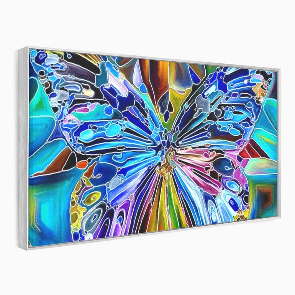Tablou Canvas Premium, LuxCanva® M1144, Fluture Caleidoscopic, Mozaic, Vitraliu, Abstract, Fluture, Aripi, Caleidoscop, Arta Moderna, Multicolor, Iridescent, Birou, Living, Camera Copil