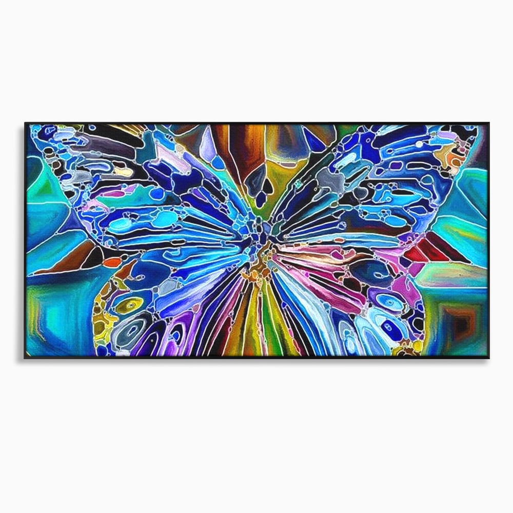 Tablou Canvas Premium, LuxCanva® M1144, Fluture Caleidoscopic, Mozaic, Vitraliu, Abstract, Fluture, Aripi, Caleidoscop, Arta Moderna, Multicolor, Iridescent, Birou, Living, Camera Copil