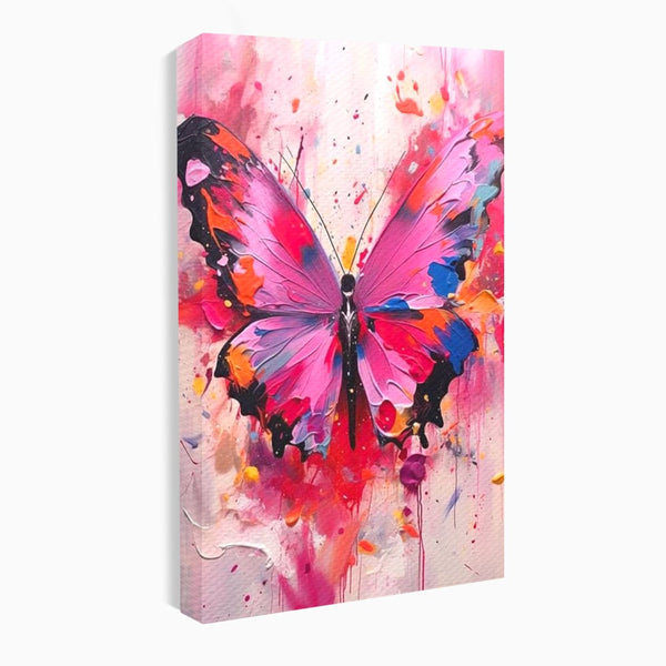 Tablou Canvas Premium, LuxCanva® M1145, Magie in Roz, Fluture, Aripi, Insecta, Graffiti, Street Art, Modern, Multicolor, Roz, Pictura, Picaturi, Stropi, Abstract, Birou, Living, Camera Copil
