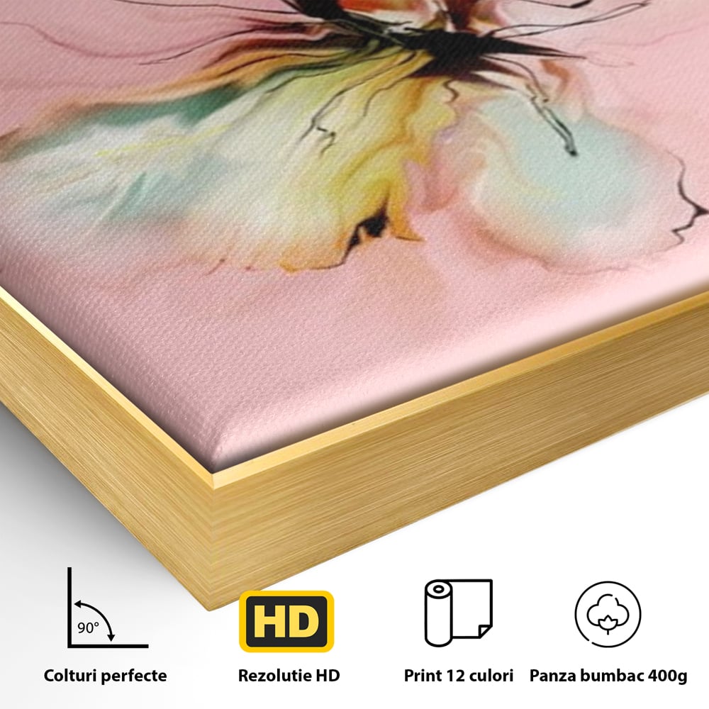 Tablou Canvas Premium, LuxCanva® M1147, Zbor in Pastel, Primavara, Feminin, Romantic, Acuarela, Pictura, Fluture, Roz, Aripi, Zbor, Minimalist, Desen, Insecta, Birou, Living, Camera Copil