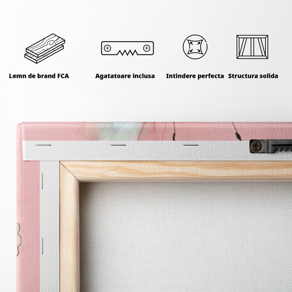 Tablou Canvas Premium, LuxCanva® M1147, Zbor in Pastel, Primavara, Feminin, Romantic, Acuarela, Pictura, Fluture, Roz, Aripi, Zbor, Minimalist, Desen, Insecta, Birou, Living, Camera Copil