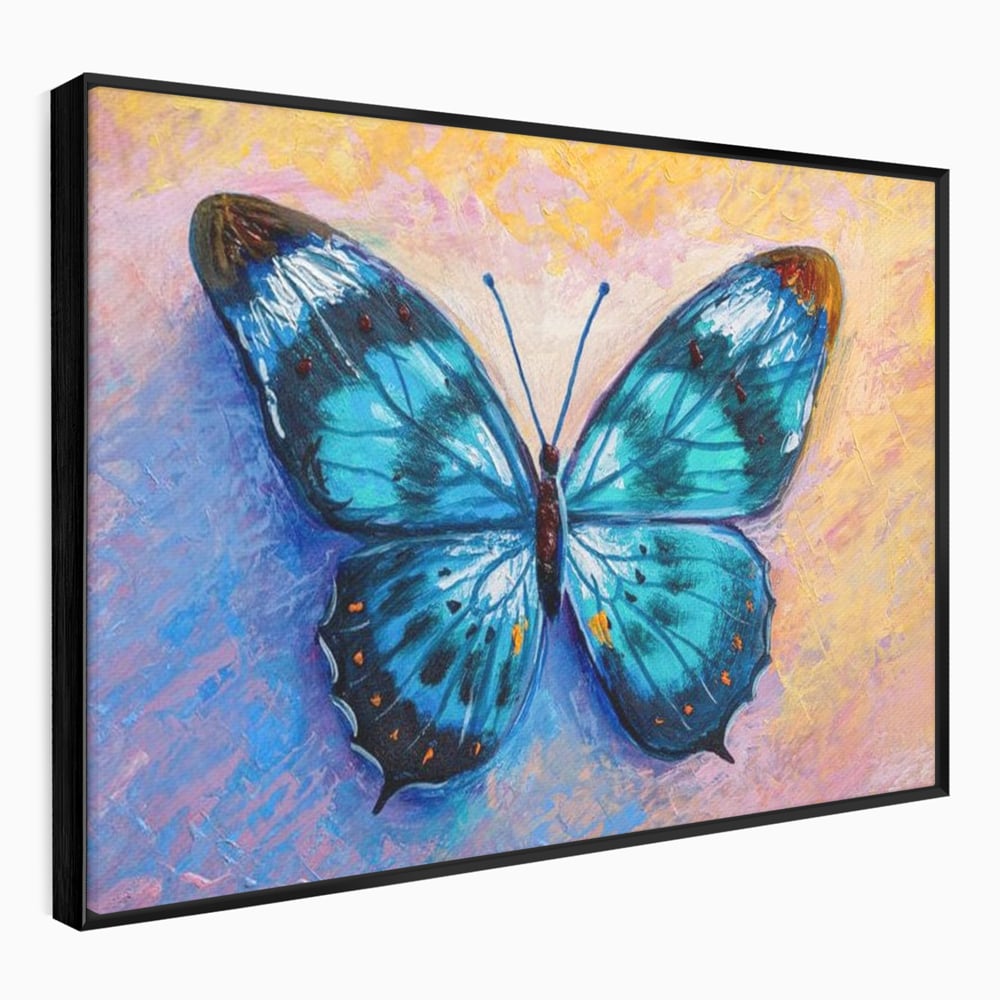 Tablou Canvas Premium, LuxCanva® M1150, Fluture Pictat de Valuri, Pictura, Albastru, Azur, Fluture, Ocean, Valuri, Aripi, Insecta, Abstract, Azur, Acuarela, Birou, Living, Camera Copil