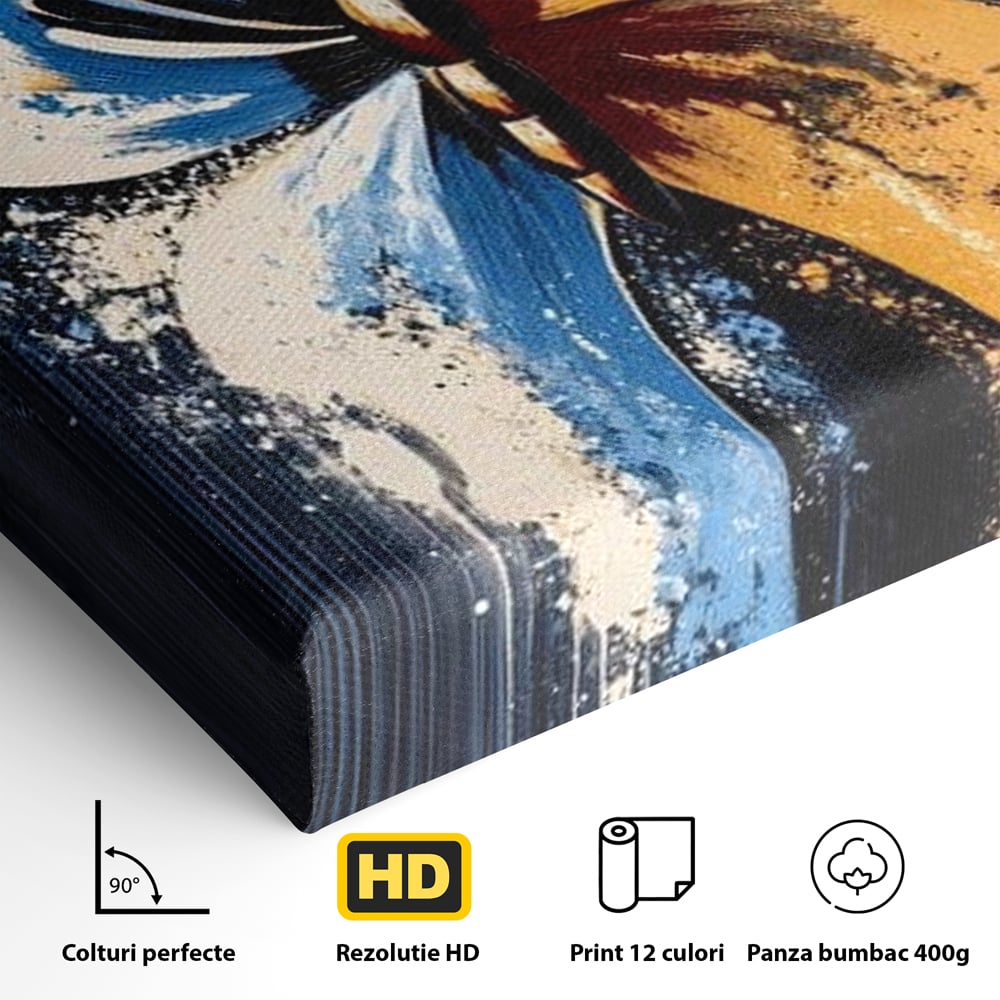 Leinwand Premium Canvas Wandkunst, LuxCanva® M1151, Schmetterling des Universums, Kontrast, Moderne Kunst, Abstrakt, Malerei, Schmetterling, Flügel, Kalt, Warm, Symmetrie, Graffiti, Büro, Wohnen, Kinderzimmer