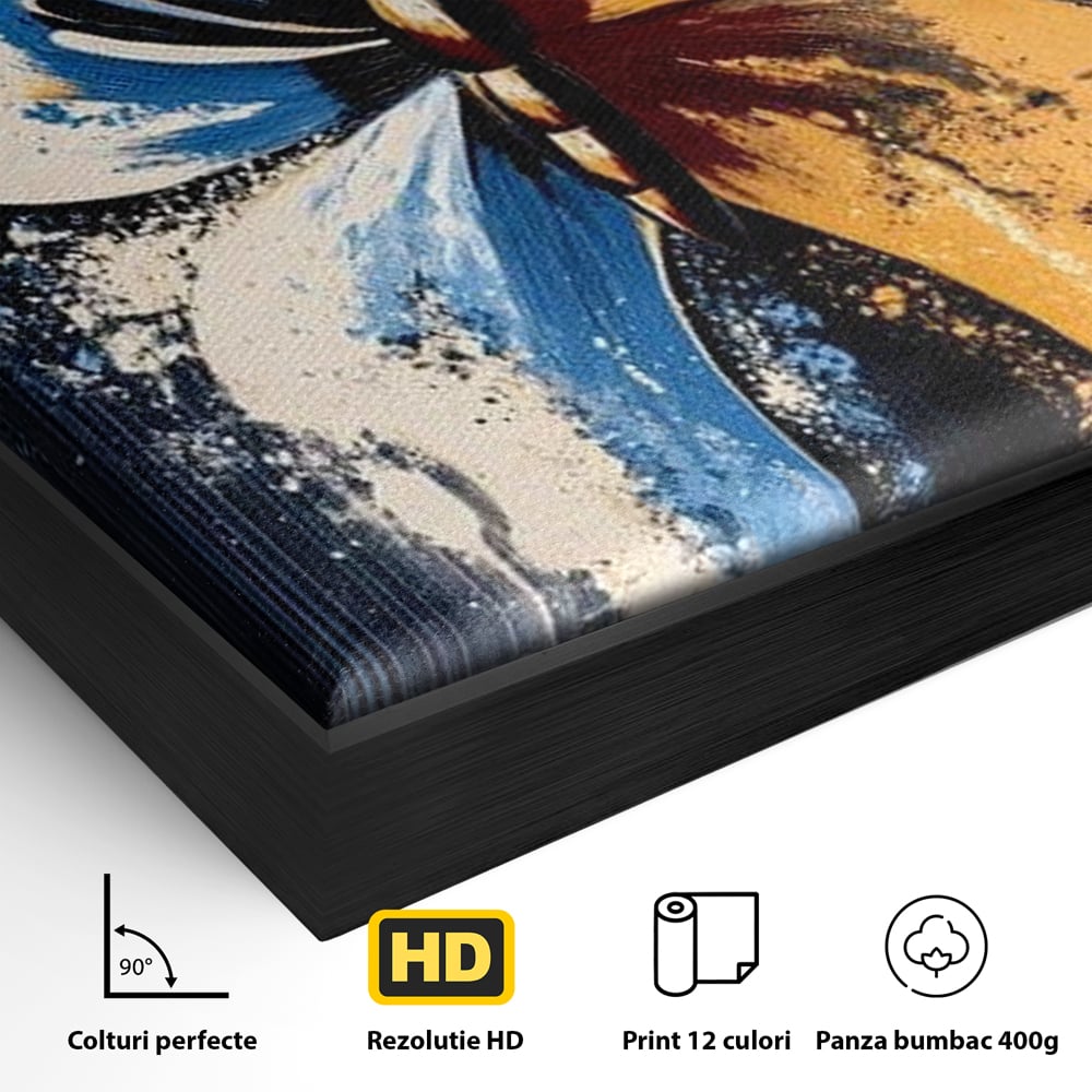 Leinwand Premium Canvas Wandkunst, LuxCanva® M1151, Schmetterling des Universums, Kontrast, Moderne Kunst, Abstrakt, Malerei, Schmetterling, Flügel, Kalt, Warm, Symmetrie, Graffiti, Büro, Wohnen, Kinderzimmer