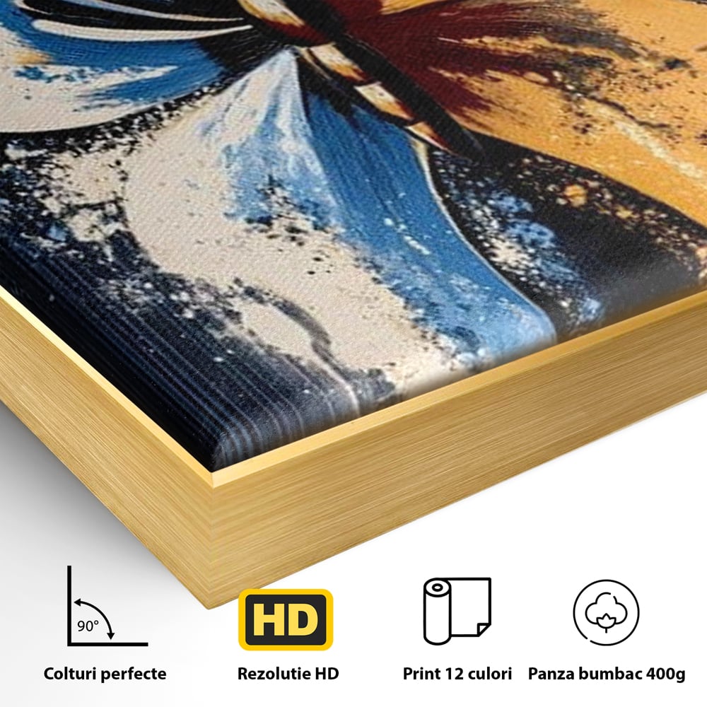 Leinwand Premium Canvas Wandkunst, LuxCanva® M1151, Schmetterling des Universums, Kontrast, Moderne Kunst, Abstrakt, Malerei, Schmetterling, Flügel, Kalt, Warm, Symmetrie, Graffiti, Büro, Wohnen, Kinderzimmer