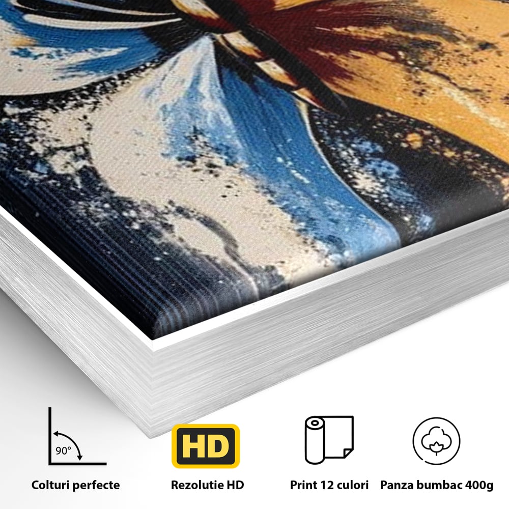 Leinwand Premium Canvas Wandkunst, LuxCanva® M1151, Schmetterling des Universums, Kontrast, Moderne Kunst, Abstrakt, Malerei, Schmetterling, Flügel, Kalt, Warm, Symmetrie, Graffiti, Büro, Wohnen, Kinderzimmer