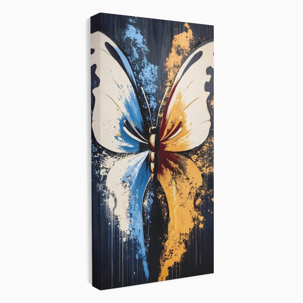 Leinwand Premium Canvas Wandkunst, LuxCanva® M1151, Schmetterling des Universums, Kontrast, Moderne Kunst, Abstrakt, Malerei, Schmetterling, Flügel, Kalt, Warm, Symmetrie, Graffiti, Büro, Wohnen, Kinderzimmer