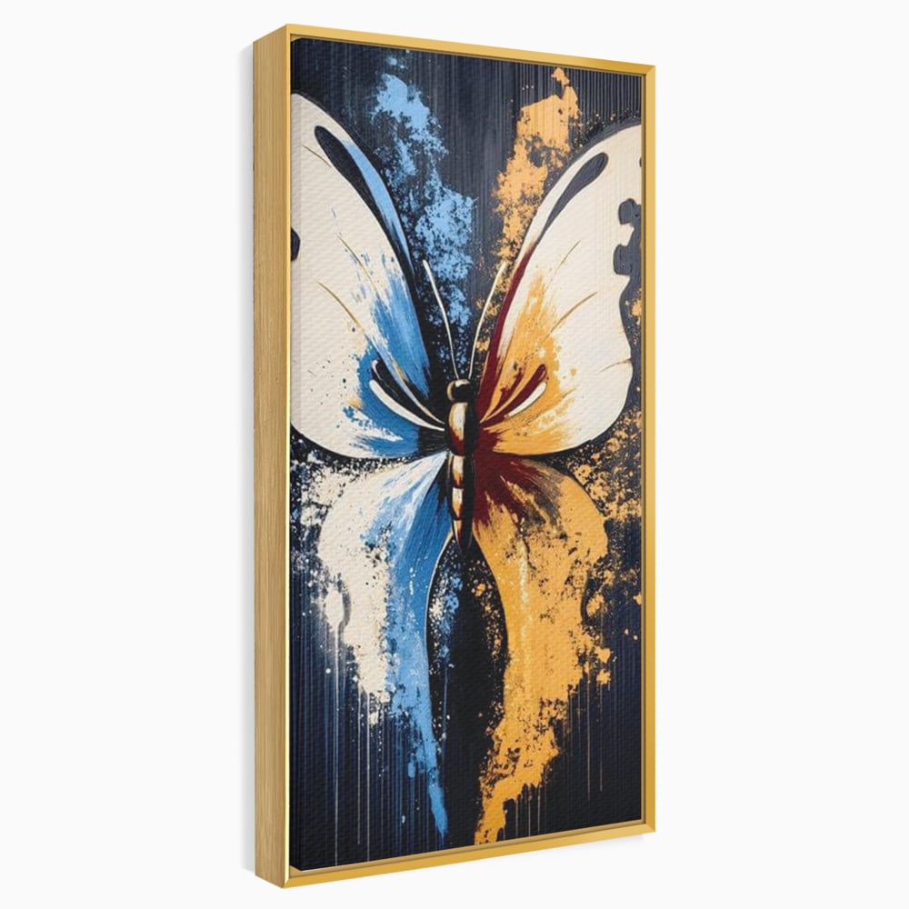 Leinwand Premium Canvas Wandkunst, LuxCanva® M1151, Schmetterling des Universums, Kontrast, Moderne Kunst, Abstrakt, Malerei, Schmetterling, Flügel, Kalt, Warm, Symmetrie, Graffiti, Büro, Wohnen, Kinderzimmer