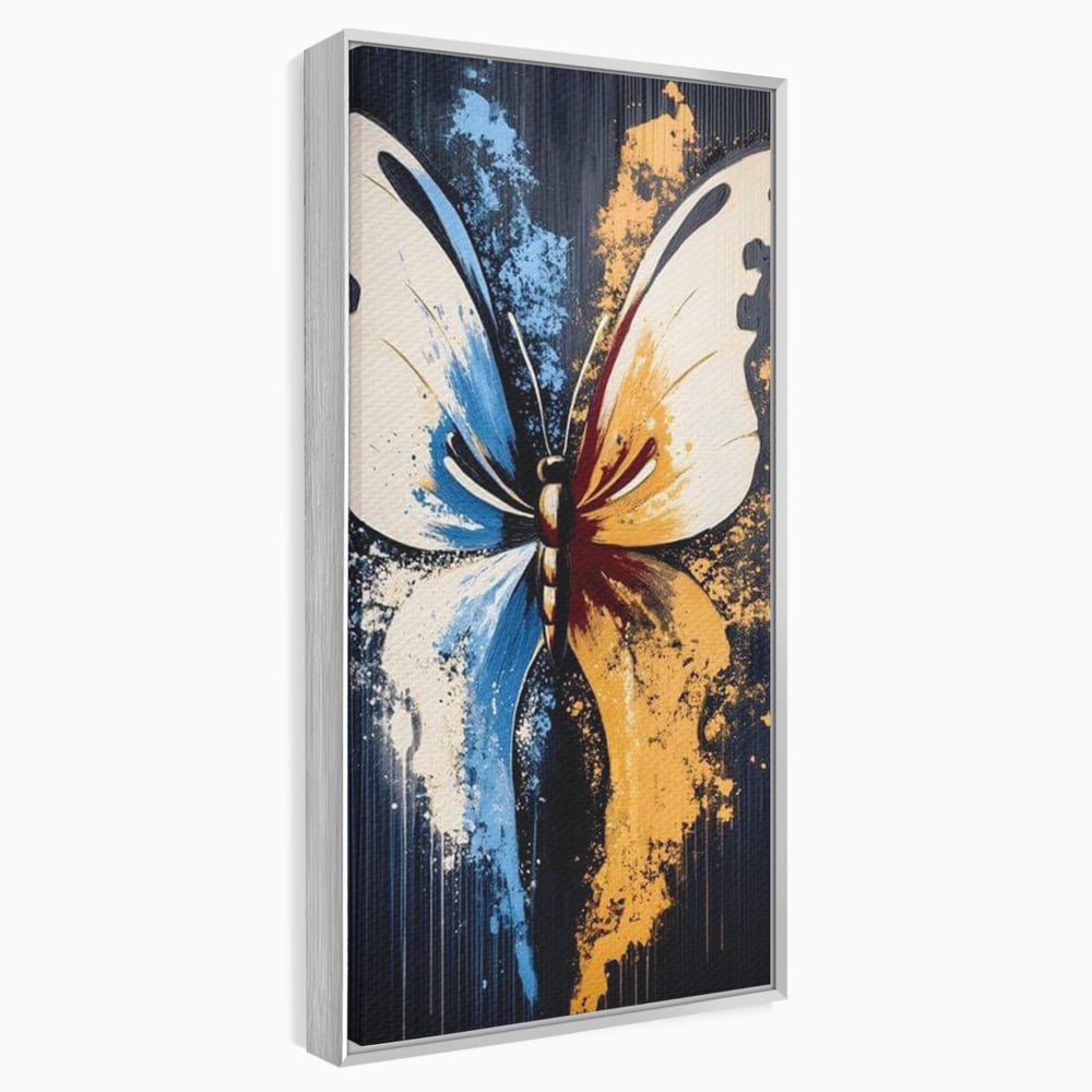 Leinwand Premium Canvas Wandkunst, LuxCanva® M1151, Schmetterling des Universums, Kontrast, Moderne Kunst, Abstrakt, Malerei, Schmetterling, Flügel, Kalt, Warm, Symmetrie, Graffiti, Büro, Wohnen, Kinderzimmer