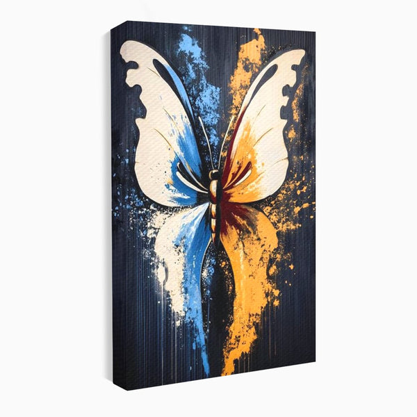 Leinwand Premium Canvas Wandkunst, LuxCanva® M1151, Schmetterling des Universums, Kontrast, Moderne Kunst, Abstrakt, Malerei, Schmetterling, Flügel, Kalt, Warm, Symmetrie, Graffiti, Büro, Wohnen, Kinderzimmer
