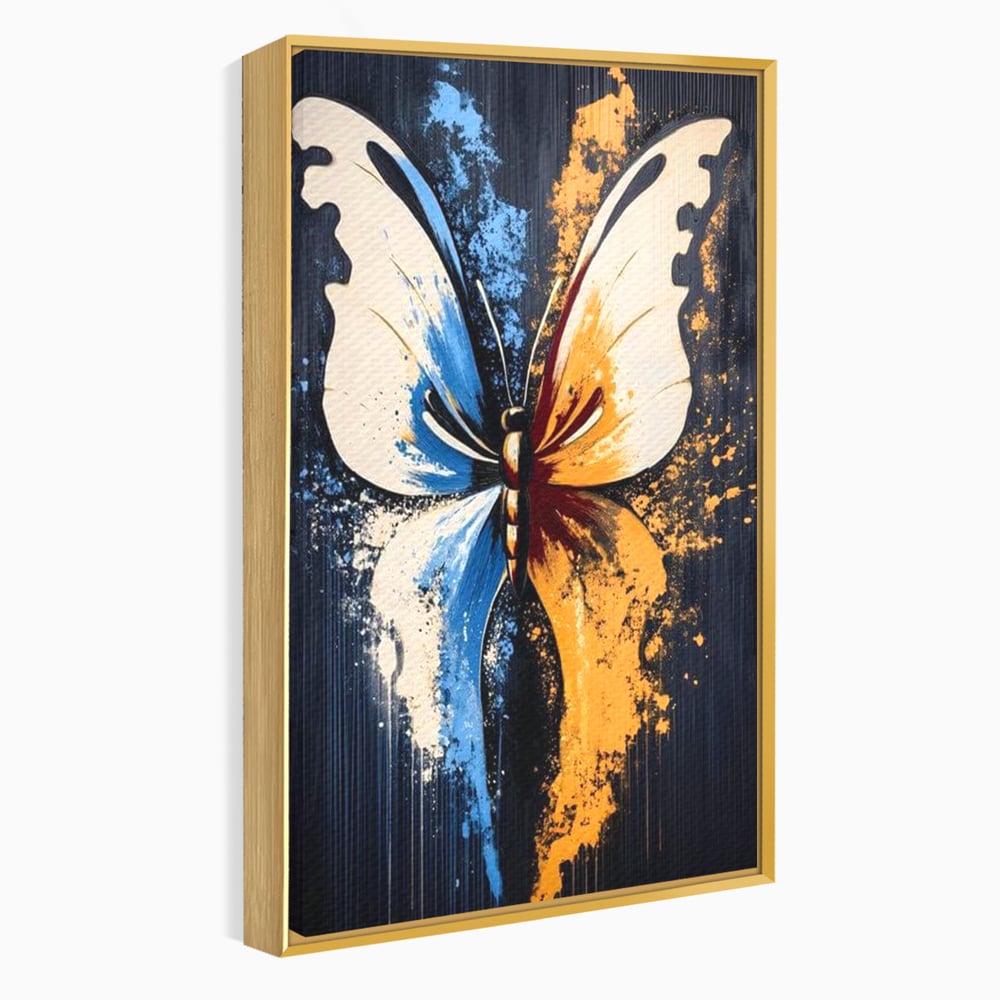 Leinwand Premium Canvas Wandkunst, LuxCanva® M1151, Schmetterling des Universums, Kontrast, Moderne Kunst, Abstrakt, Malerei, Schmetterling, Flügel, Kalt, Warm, Symmetrie, Graffiti, Büro, Wohnen, Kinderzimmer