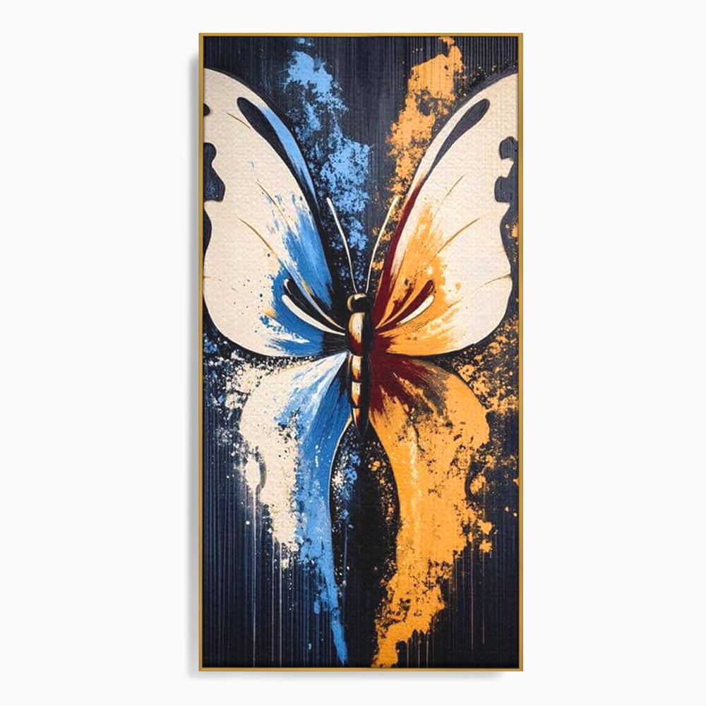 Leinwand Premium Canvas Wandkunst, LuxCanva® M1151, Schmetterling des Universums, Kontrast, Moderne Kunst, Abstrakt, Malerei, Schmetterling, Flügel, Kalt, Warm, Symmetrie, Graffiti, Büro, Wohnen, Kinderzimmer