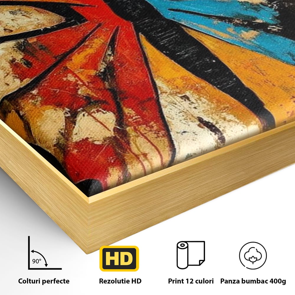 Tablou Canvas Premium, LuxCanva® M1153, Metamorfoza Urbana, Graffiti, Mural, Urban, Street Art, Fluture, Multicolor, Estetic, Modern, Aripi, Perete, Birou, Living, Camera Copil