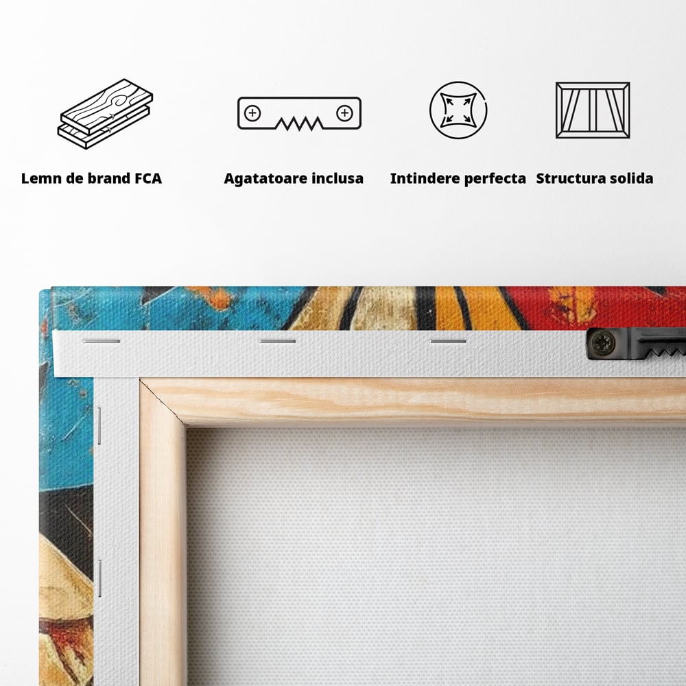 Tablou Canvas Premium, LuxCanva® M1153, Metamorfoza Urbana, Graffiti, Mural, Urban, Street Art, Fluture, Multicolor, Estetic, Modern, Aripi, Perete, Birou, Living, Camera Copil