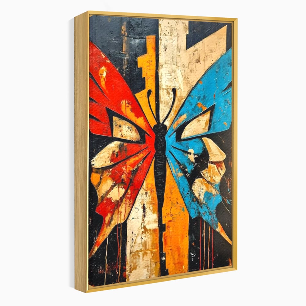 Tablou Canvas Premium, LuxCanva® M1153, Metamorfoza Urbana, Graffiti, Mural, Urban, Street Art, Fluture, Multicolor, Estetic, Modern, Aripi, Perete, Birou, Living, Camera Copil