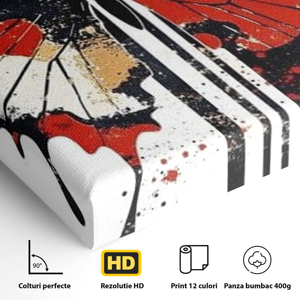 Leinwand Premium Canvas Wandkunst, LuxCanva® M1154, Symmetrie in Streifen, Linien, Punkte, Grafik, Urban, Abstrakt, Street Art, Graffiti, Chromatisch, Schmetterling, Flügel, Fliegen, Büro, Wohnen, Kinderzimmer