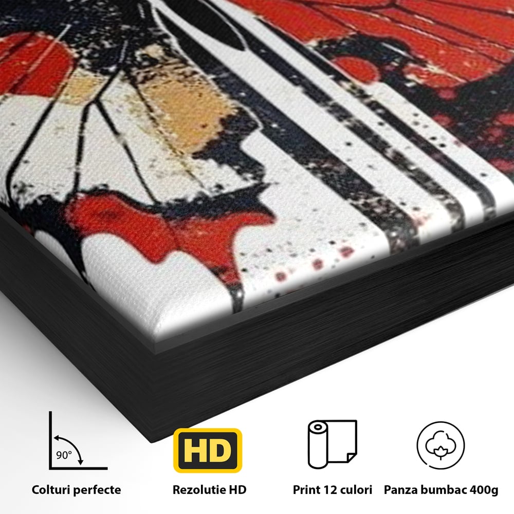 Leinwand Premium Canvas Wandkunst, LuxCanva® M1154, Symmetrie in Streifen, Linien, Punkte, Grafik, Urban, Abstrakt, Street Art, Graffiti, Chromatisch, Schmetterling, Flügel, Fliegen, Büro, Wohnen, Kinderzimmer