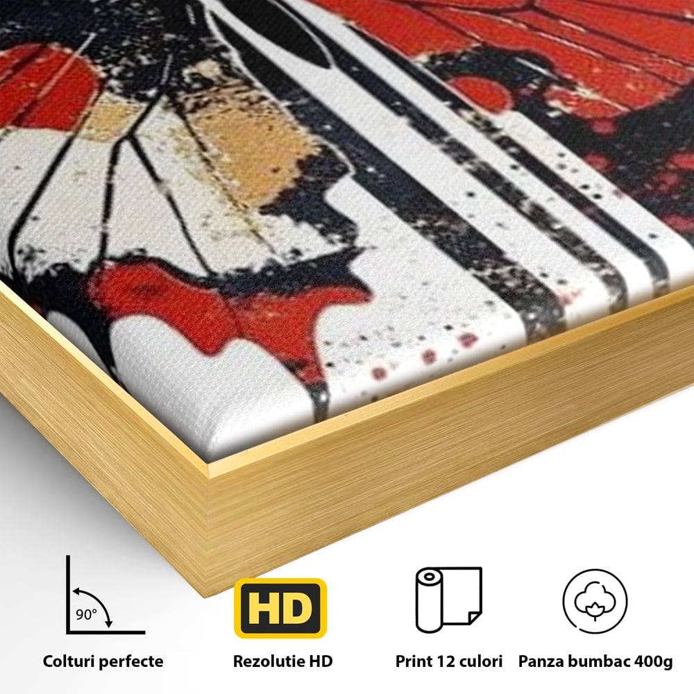 Leinwand Premium Canvas Wandkunst, LuxCanva® M1154, Symmetrie in Streifen, Linien, Punkte, Grafik, Urban, Abstrakt, Street Art, Graffiti, Chromatisch, Schmetterling, Flügel, Fliegen, Büro, Wohnen, Kinderzimmer