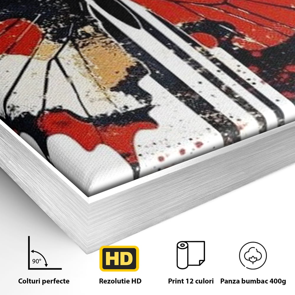 Leinwand Premium Canvas Wandkunst, LuxCanva® M1154, Symmetrie in Streifen, Linien, Punkte, Grafik, Urban, Abstrakt, Street Art, Graffiti, Chromatisch, Schmetterling, Flügel, Fliegen, Büro, Wohnen, Kinderzimmer