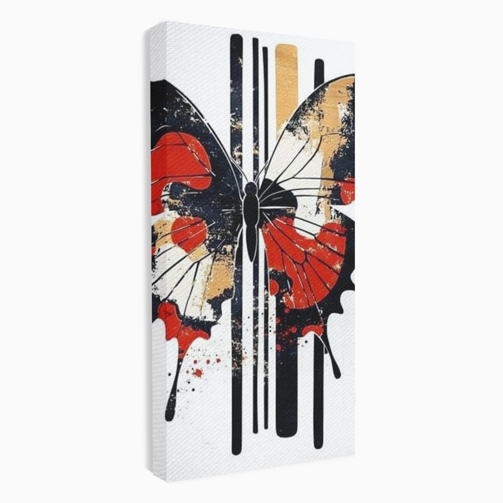 Leinwand Premium Canvas Wandkunst, LuxCanva® M1154, Symmetrie in Streifen, Linien, Punkte, Grafik, Urban, Abstrakt, Street Art, Graffiti, Chromatisch, Schmetterling, Flügel, Fliegen, Büro, Wohnen, Kinderzimmer
