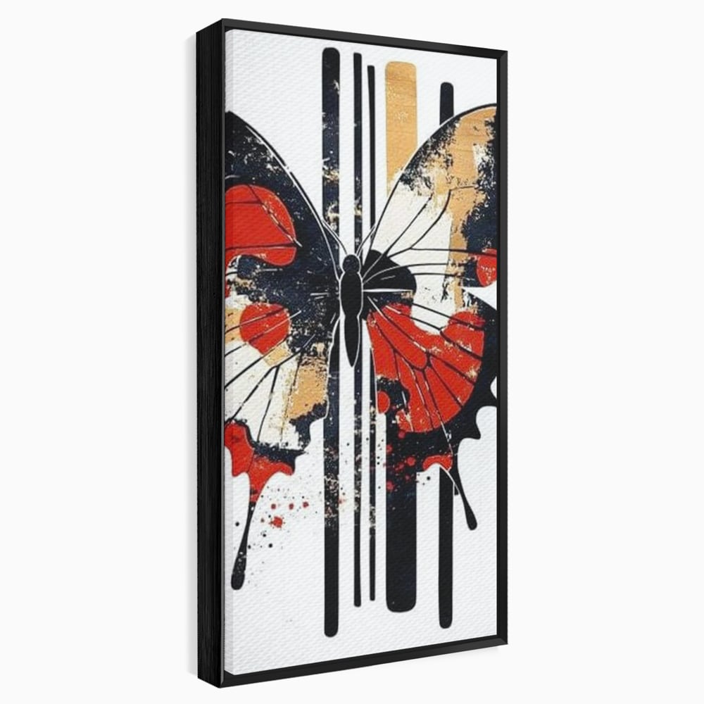 Leinwand Premium Canvas Wandkunst, LuxCanva® M1154, Symmetrie in Streifen, Linien, Punkte, Grafik, Urban, Abstrakt, Street Art, Graffiti, Chromatisch, Schmetterling, Flügel, Fliegen, Büro, Wohnen, Kinderzimmer
