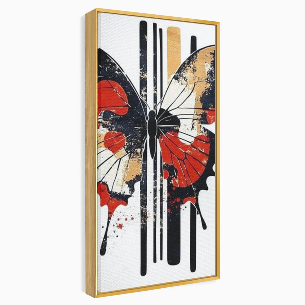 Leinwand Premium Canvas Wandkunst, LuxCanva® M1154, Symmetrie in Streifen, Linien, Punkte, Grafik, Urban, Abstrakt, Street Art, Graffiti, Chromatisch, Schmetterling, Flügel, Fliegen, Büro, Wohnen, Kinderzimmer