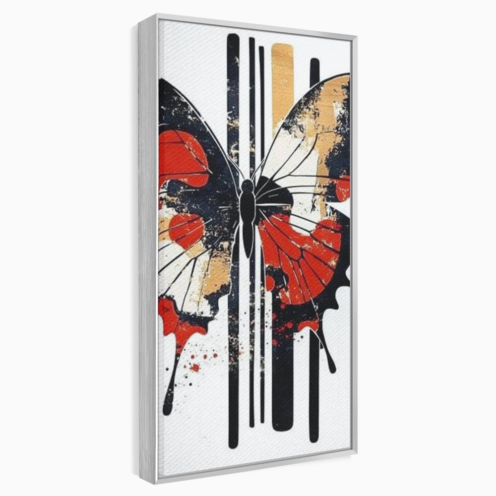 Leinwand Premium Canvas Wandkunst, LuxCanva® M1154, Symmetrie in Streifen, Linien, Punkte, Grafik, Urban, Abstrakt, Street Art, Graffiti, Chromatisch, Schmetterling, Flügel, Fliegen, Büro, Wohnen, Kinderzimmer