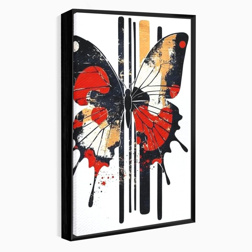 Leinwand Premium Canvas Wandkunst, LuxCanva® M1154, Symmetrie in Streifen, Linien, Punkte, Grafik, Urban, Abstrakt, Street Art, Graffiti, Chromatisch, Schmetterling, Flügel, Fliegen, Büro, Wohnen, Kinderzimmer