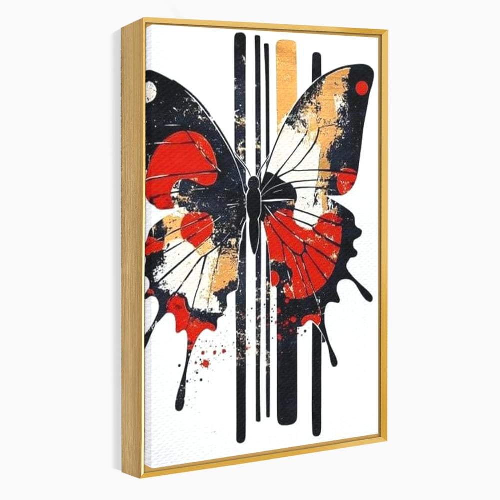 Leinwand Premium Canvas Wandkunst, LuxCanva® M1154, Symmetrie in Streifen, Linien, Punkte, Grafik, Urban, Abstrakt, Street Art, Graffiti, Chromatisch, Schmetterling, Flügel, Fliegen, Büro, Wohnen, Kinderzimmer