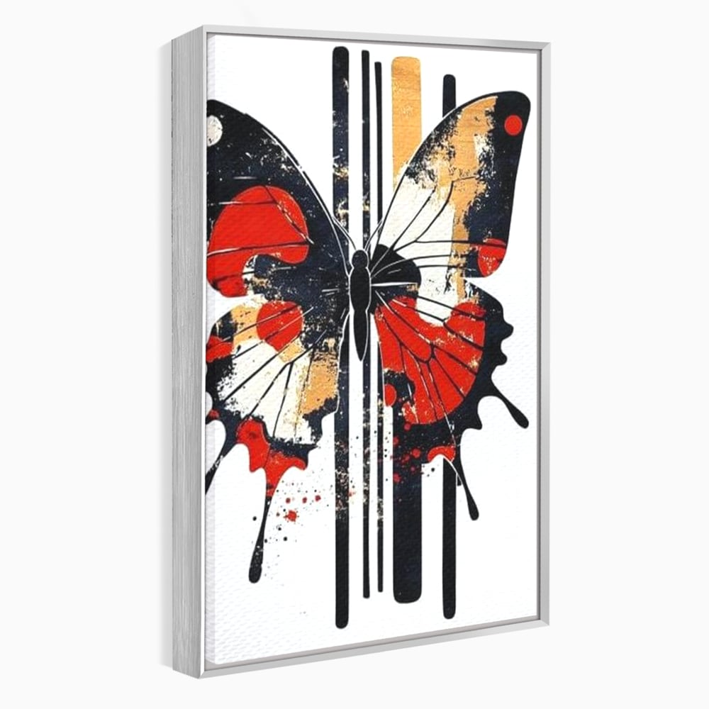 Leinwand Premium Canvas Wandkunst, LuxCanva® M1154, Symmetrie in Streifen, Linien, Punkte, Grafik, Urban, Abstrakt, Street Art, Graffiti, Chromatisch, Schmetterling, Flügel, Fliegen, Büro, Wohnen, Kinderzimmer