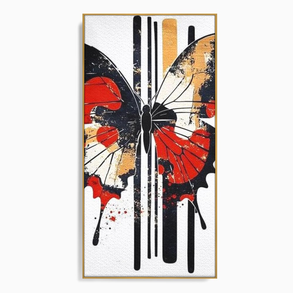 Leinwand Premium Canvas Wandkunst, LuxCanva® M1154, Symmetrie in Streifen, Linien, Punkte, Grafik, Urban, Abstrakt, Street Art, Graffiti, Chromatisch, Schmetterling, Flügel, Fliegen, Büro, Wohnen, Kinderzimmer