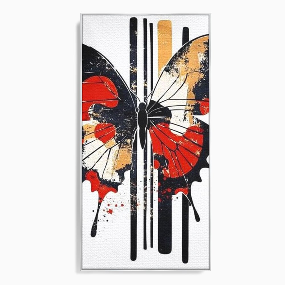Leinwand Premium Canvas Wandkunst, LuxCanva® M1154, Symmetrie in Streifen, Linien, Punkte, Grafik, Urban, Abstrakt, Street Art, Graffiti, Chromatisch, Schmetterling, Flügel, Fliegen, Büro, Wohnen, Kinderzimmer