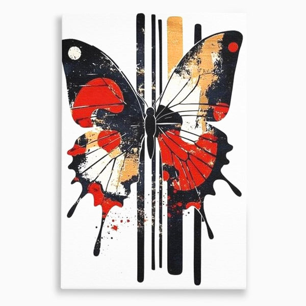 Leinwand Premium Canvas Wandkunst, LuxCanva® M1154, Symmetrie in Streifen, Linien, Punkte, Grafik, Urban, Abstrakt, Street Art, Graffiti, Chromatisch, Schmetterling, Flügel, Fliegen, Büro, Wohnen, Kinderzimmer