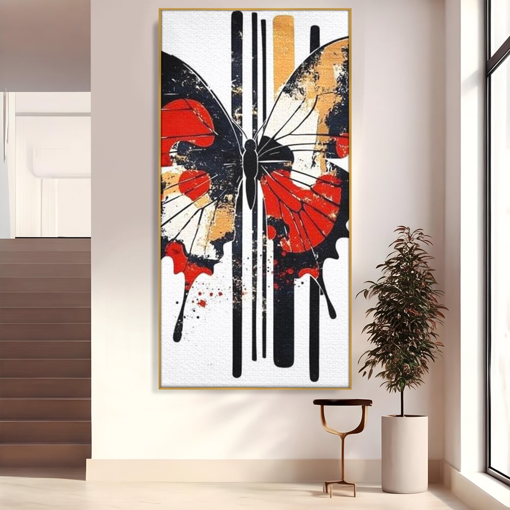 Leinwand Premium Canvas Wandkunst, LuxCanva® M1154, Symmetrie in Streifen, Linien, Punkte, Grafik, Urban, Abstrakt, Street Art, Graffiti, Chromatisch, Schmetterling, Flügel, Fliegen, Büro, Wohnen, Kinderzimmer