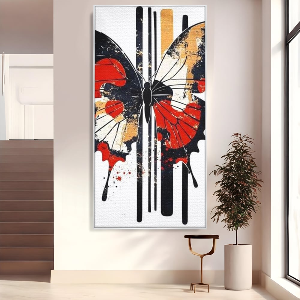 Leinwand Premium Canvas Wandkunst, LuxCanva® M1154, Symmetrie in Streifen, Linien, Punkte, Grafik, Urban, Abstrakt, Street Art, Graffiti, Chromatisch, Schmetterling, Flügel, Fliegen, Büro, Wohnen, Kinderzimmer