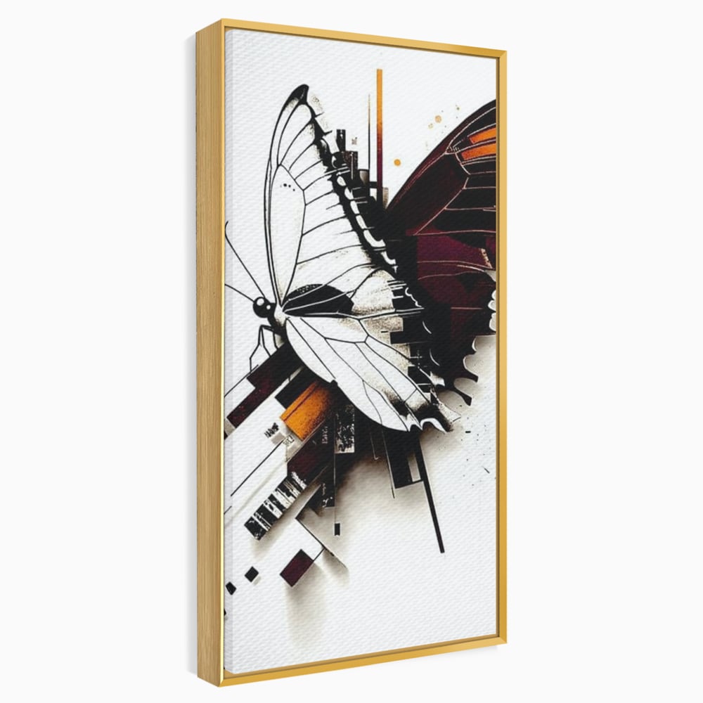 Tablou Canvas Premium, LuxCanva® M1155, Fuziune Geometrica, Aripi, Arhitectura, Urban, Tehnic, Liniar, Puncte, Geometric, Fluture, Design, Arta Moderna, Birou, Living, Camera Copil
