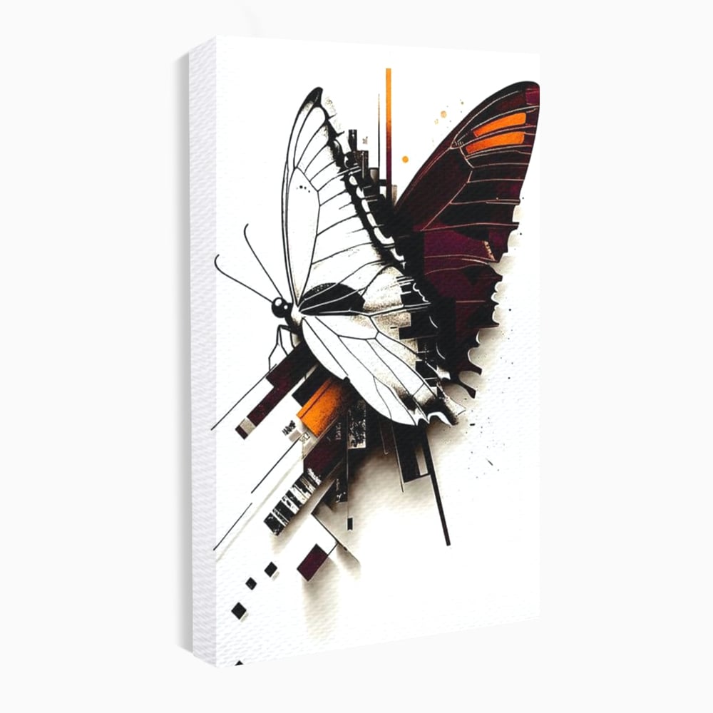 Tablou Canvas Premium, LuxCanva® M1155, Fuziune Geometrica, Aripi, Arhitectura, Urban, Tehnic, Liniar, Puncte, Geometric, Fluture, Design, Arta Moderna, Birou, Living, Camera Copil