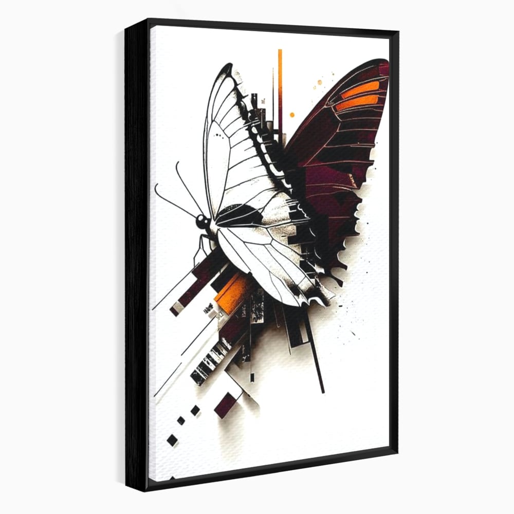 Tablou Canvas Premium, LuxCanva® M1155, Fuziune Geometrica, Aripi, Arhitectura, Urban, Tehnic, Liniar, Puncte, Geometric, Fluture, Design, Arta Moderna, Birou, Living, Camera Copil