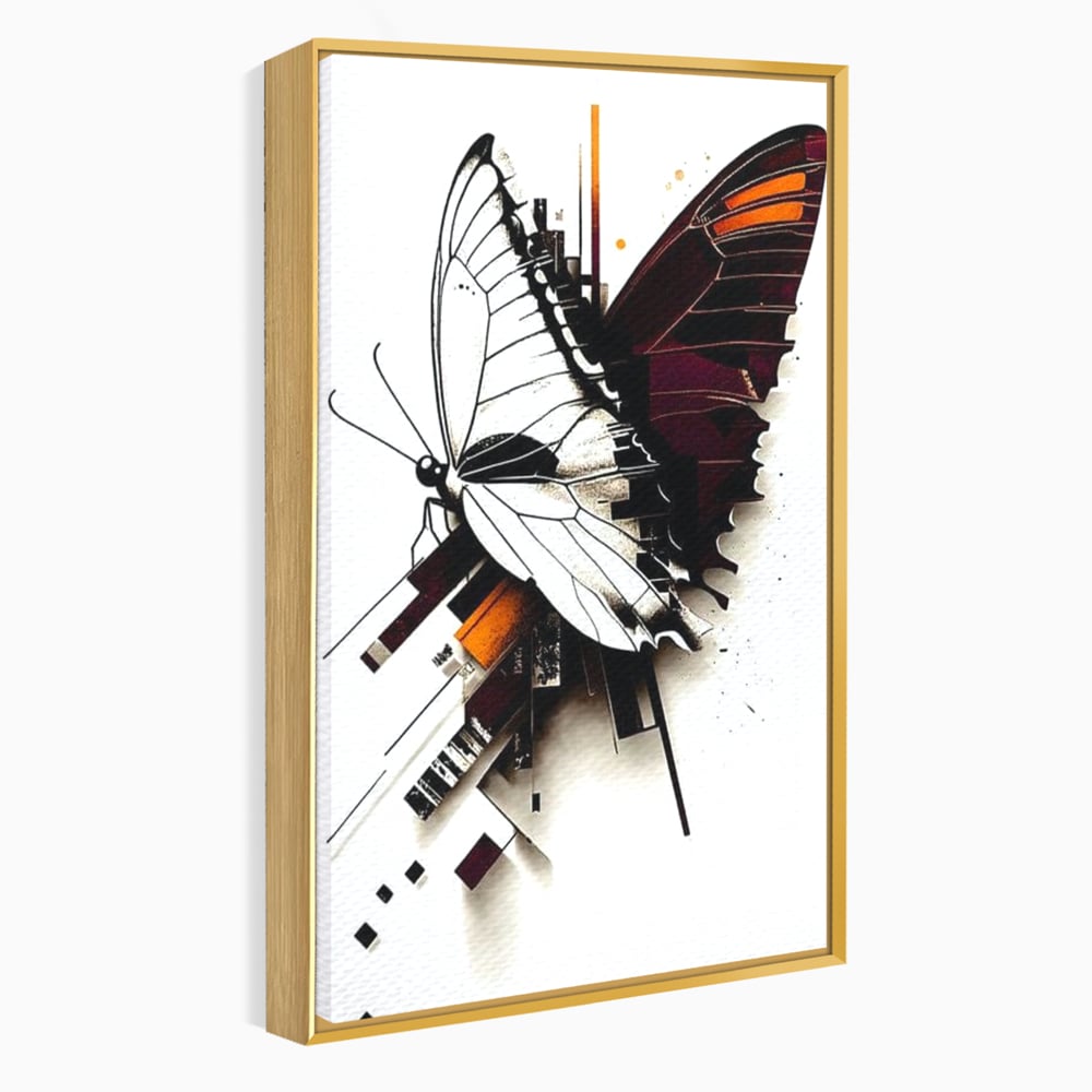 Tablou Canvas Premium, LuxCanva® M1155, Fuziune Geometrica, Aripi, Arhitectura, Urban, Tehnic, Liniar, Puncte, Geometric, Fluture, Design, Arta Moderna, Birou, Living, Camera Copil