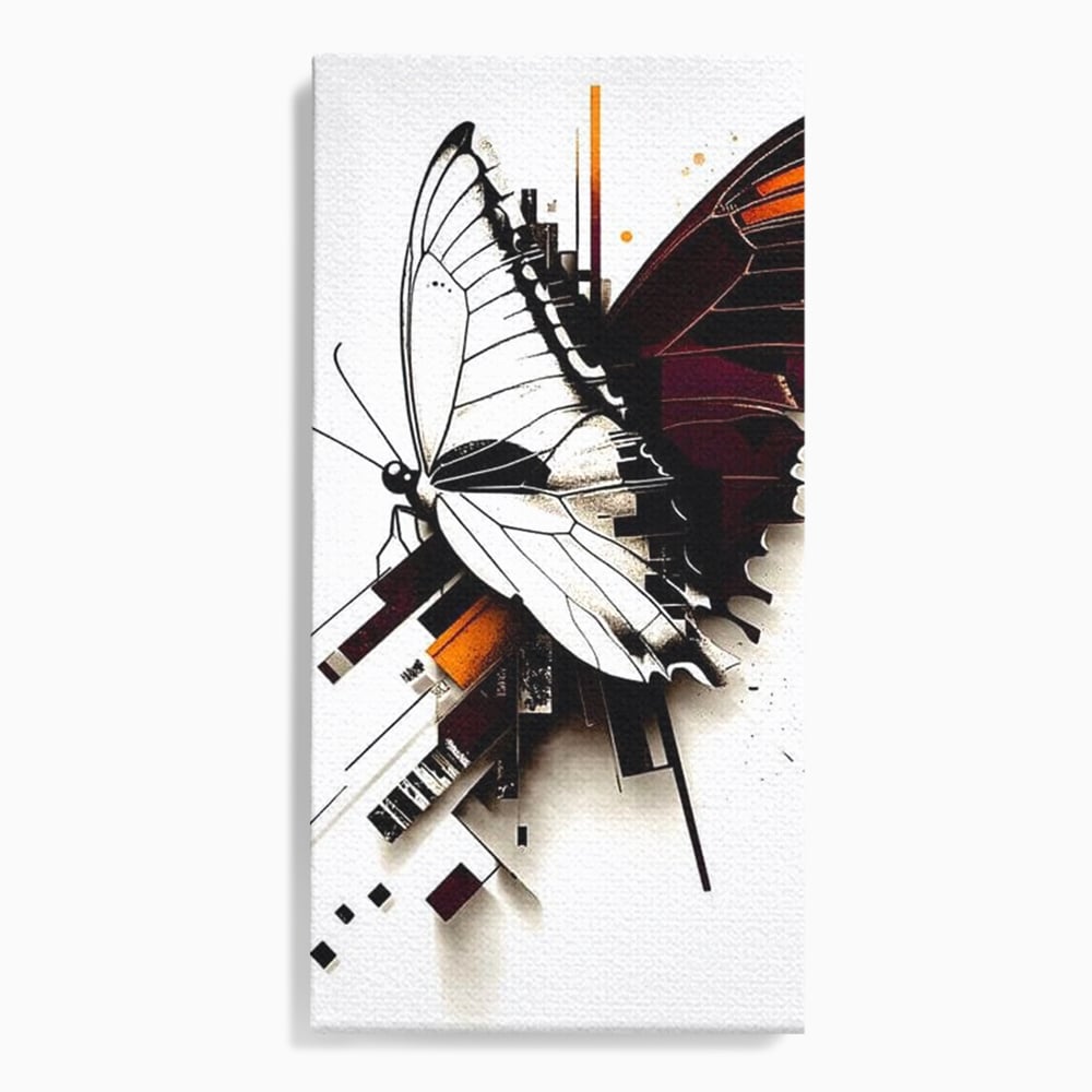 Tablou Canvas Premium, LuxCanva® M1155, Fuziune Geometrica, Aripi, Arhitectura, Urban, Tehnic, Liniar, Puncte, Geometric, Fluture, Design, Arta Moderna, Birou, Living, Camera Copil