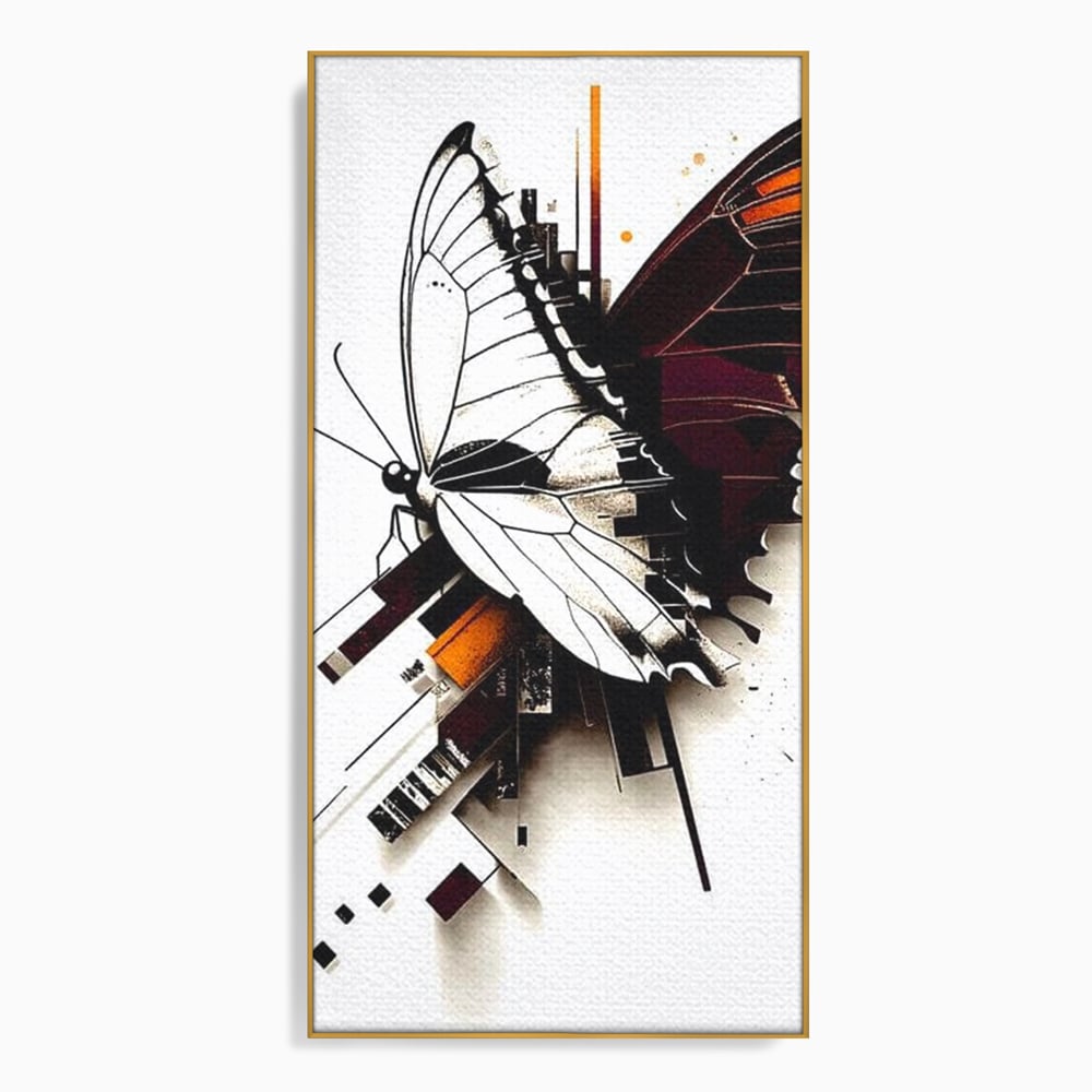 Tablou Canvas Premium, LuxCanva® M1155, Fuziune Geometrica, Aripi, Arhitectura, Urban, Tehnic, Liniar, Puncte, Geometric, Fluture, Design, Arta Moderna, Birou, Living, Camera Copil