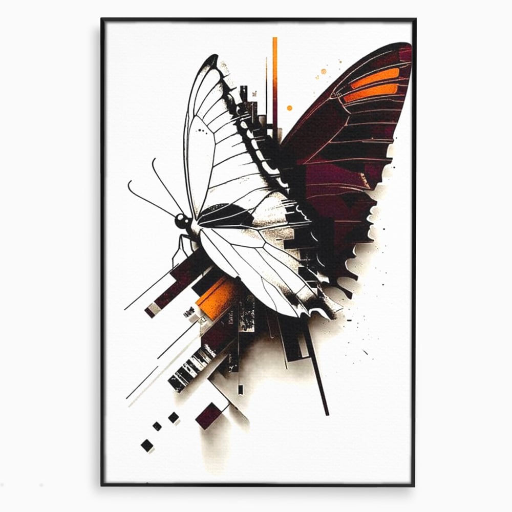 Tablou Canvas Premium, LuxCanva® M1155, Fuziune Geometrica, Aripi, Arhitectura, Urban, Tehnic, Liniar, Puncte, Geometric, Fluture, Design, Arta Moderna, Birou, Living, Camera Copil