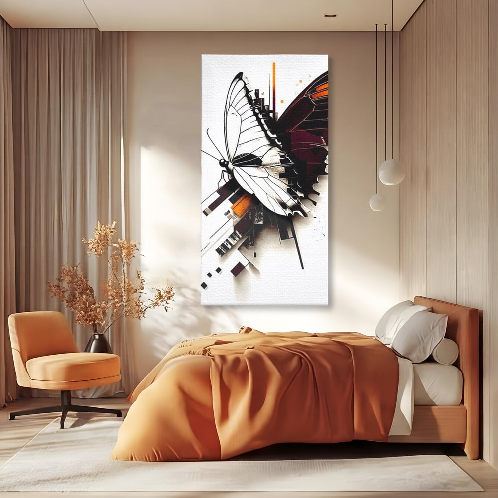Tablou Canvas Premium, LuxCanva® M1155, Fuziune Geometrica, Aripi, Arhitectura, Urban, Tehnic, Liniar, Puncte, Geometric, Fluture, Design, Arta Moderna, Birou, Living, Camera Copil