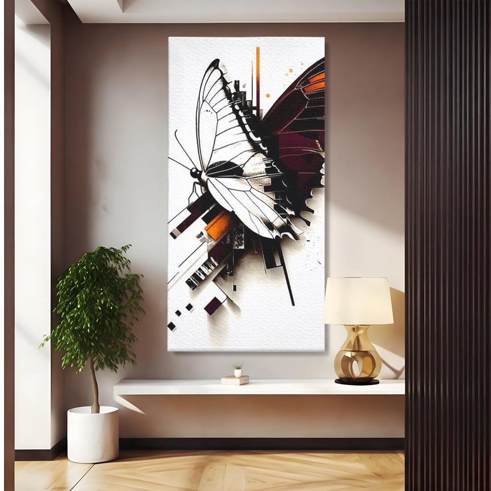 Tablou Canvas Premium, LuxCanva® M1155, Fuziune Geometrica, Aripi, Arhitectura, Urban, Tehnic, Liniar, Puncte, Geometric, Fluture, Design, Arta Moderna, Birou, Living, Camera Copil