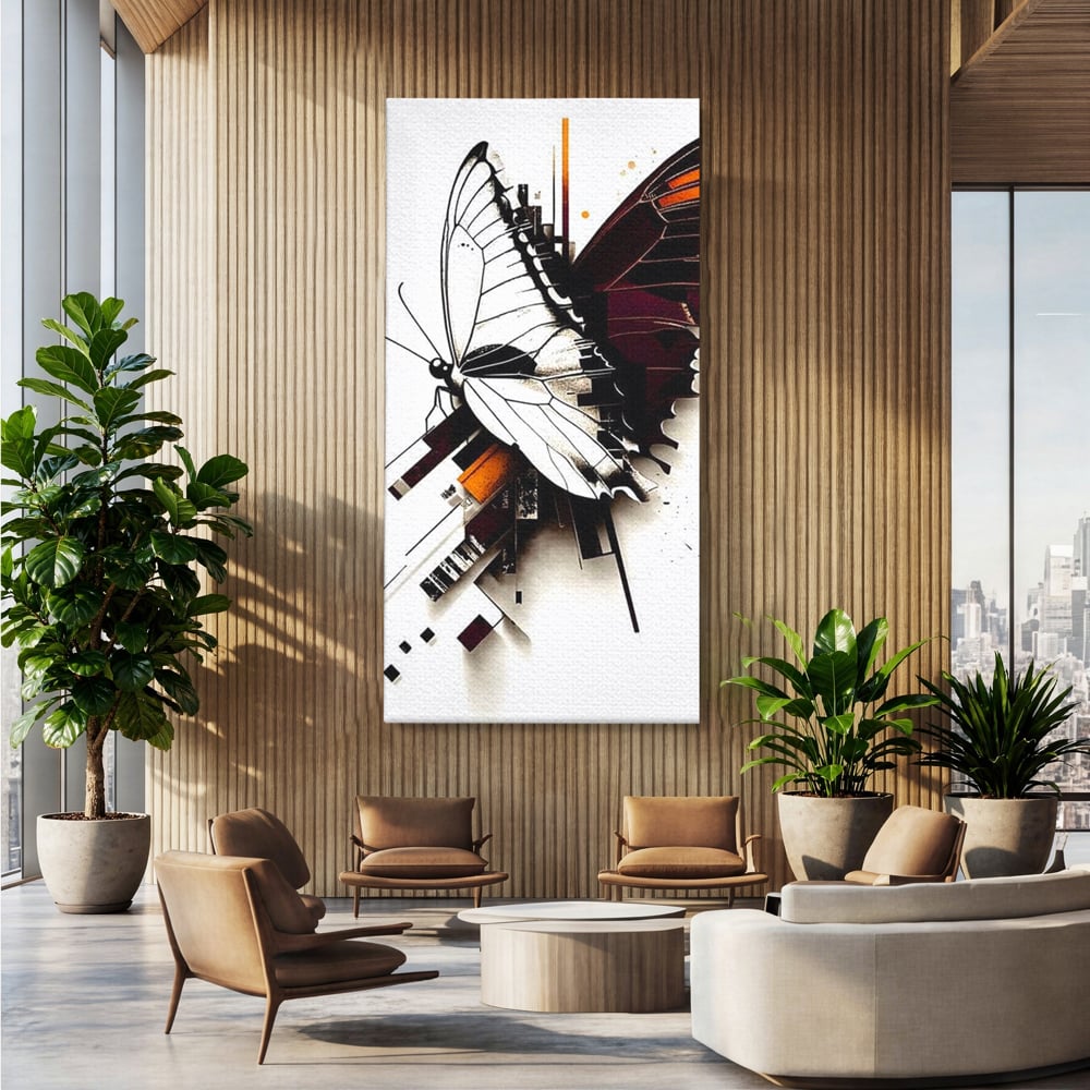 Tablou Canvas Premium, LuxCanva® M1155, Fuziune Geometrica, Aripi, Arhitectura, Urban, Tehnic, Liniar, Puncte, Geometric, Fluture, Design, Arta Moderna, Birou, Living, Camera Copil