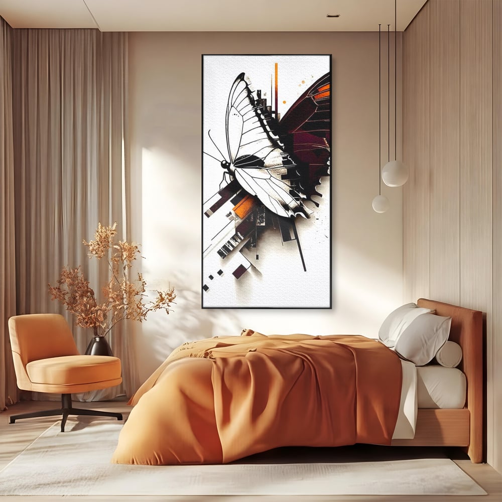 Tablou Canvas Premium, LuxCanva® M1155, Fuziune Geometrica, Aripi, Arhitectura, Urban, Tehnic, Liniar, Puncte, Geometric, Fluture, Design, Arta Moderna, Birou, Living, Camera Copil